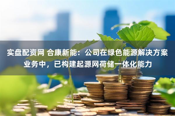 实盘配资网 合康新能：公司在绿色能源解决方案业务中，已构建起源网荷储一体化能力
