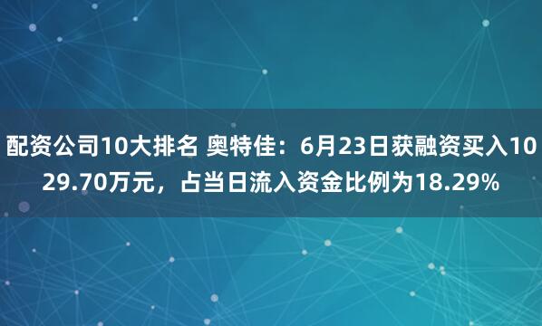 配资公司10大排名 奥特佳：6月23日获融资买入1029.70万元，占当日流入资金比例为18.29%