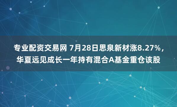 专业配资交易网 7月28日思泉新材涨8.27%，华夏远见成长一年持有混合A基金重仓该股