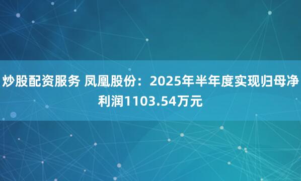 炒股配资服务 凤凰股份：2025年半年度实现归母净利润1103.54万元